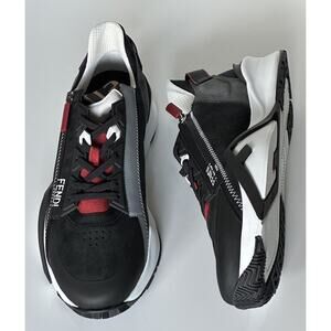 Fendi Flow Men's Leather/Fabric Sneakers Black 11 US (44 Eu) 7E1392 IT NIB $930